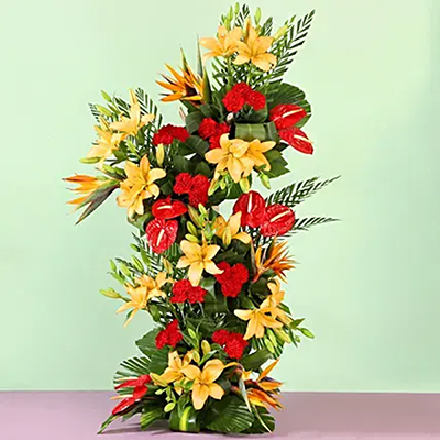 "Grand Flower Arrangement with Mixed Flowers - Click here to View more details about this Product
